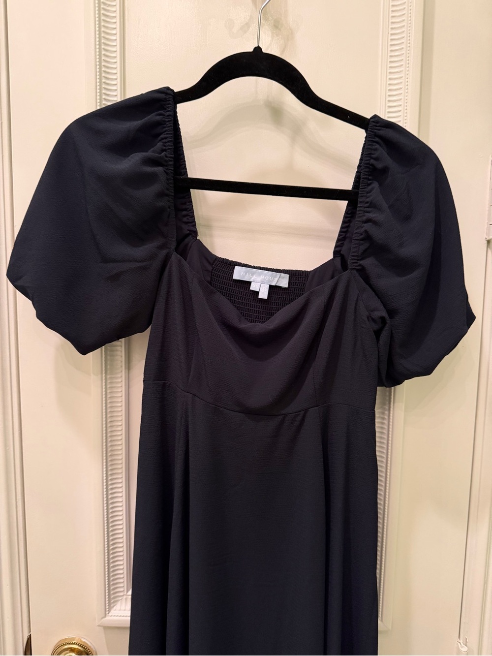 Hill House Home Black Matilda Midi Dress with Puff Sleeves Size XS - Picture 6 of 9